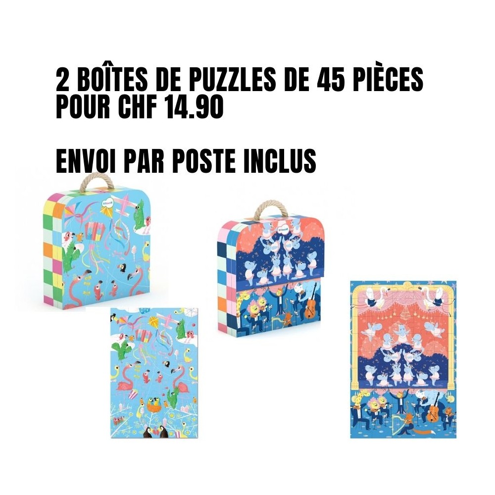 Pack de deux malettes de puzzles Ballerina et Cerfs volants