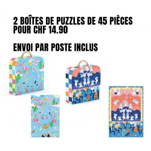 Pack de deux malettes de puzzles Ballerina et Cerfs volants